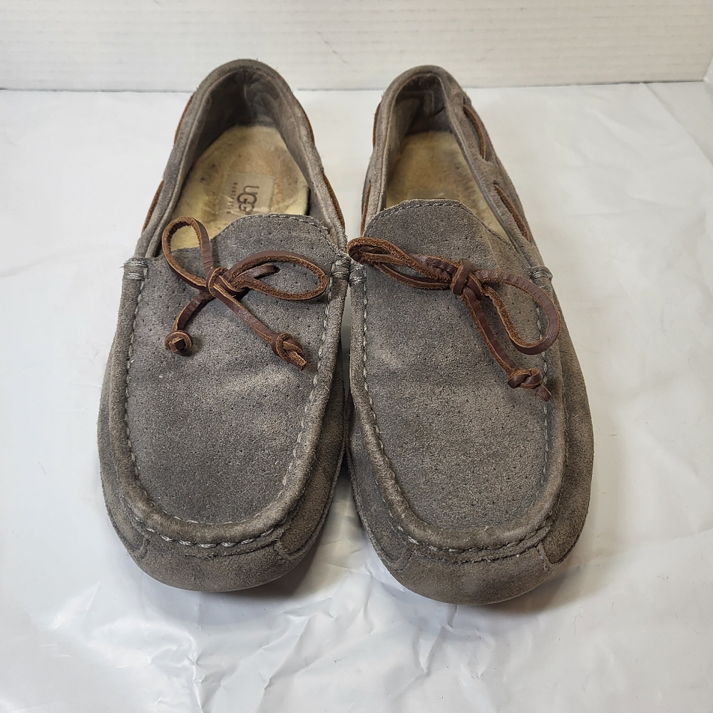 Ugg Dakota Slipper Driving Moccasin Sherpa Lined Suede Color Pewter Sz 7 EU 39.5
